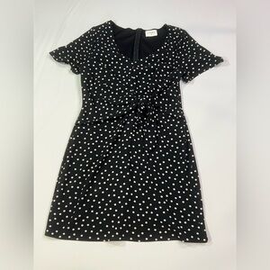 Everly Black and White Polka Dot Bow Front Dress